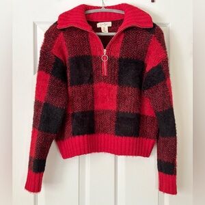 Jessica Simpson Buffalo Check 1/4 Zip Sweater Size S EUC